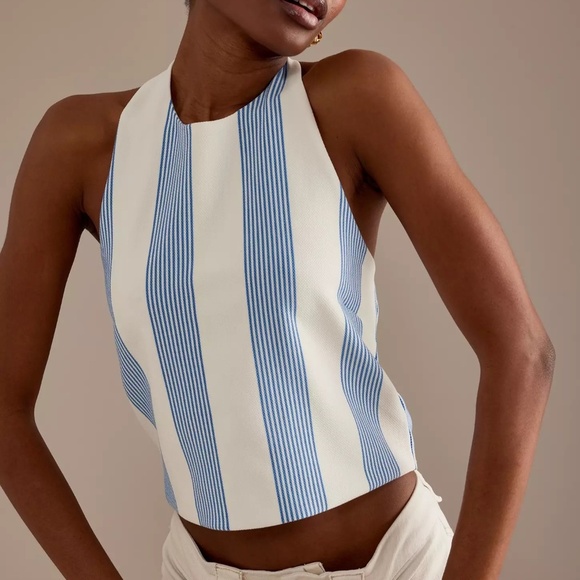 NWT Anthropologie Bishop + Young Striped Halter Top XL - Picture 1 of 9